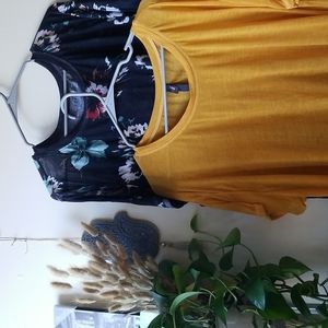 Torrid Tee Bundle Yellow Floral Distressed Burnout Size 3